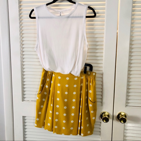 Halogen Yellow & White Polka Dot Skirt Pockets - Picture 6 of 7